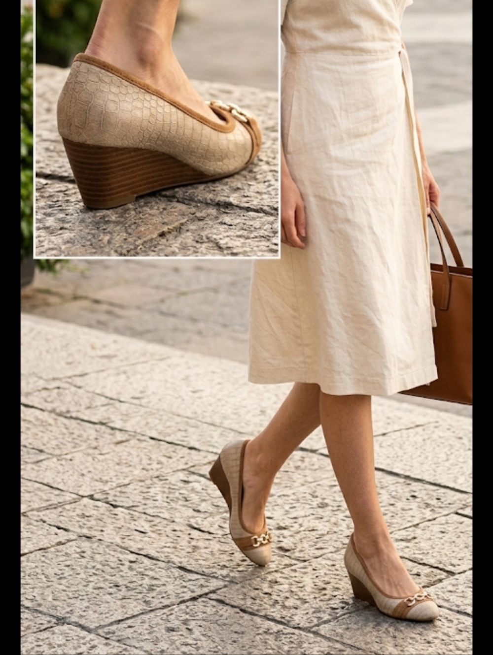 Bandolino Tan Pumps with Gold Accent